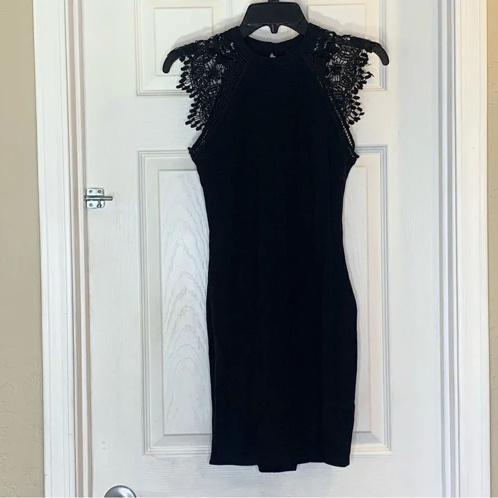 Iris Black Lace Detail Dress Size Small